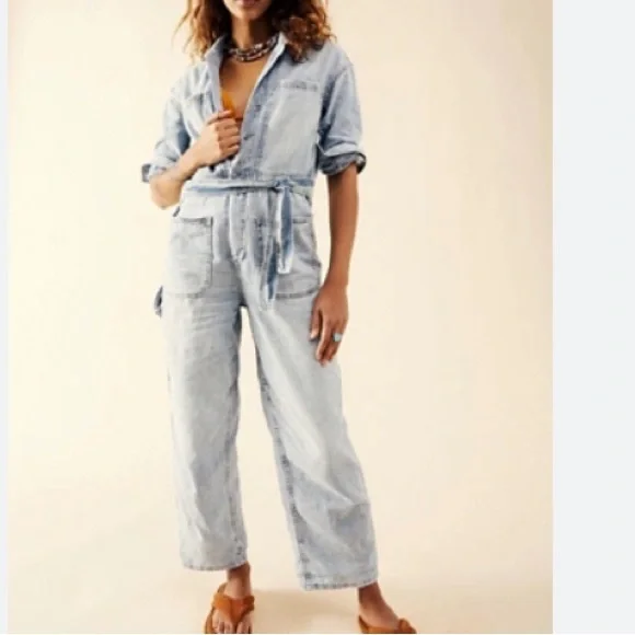 Free People Knox Coverall Morning Dew romper/jumpsuit - Picture 3 of 13